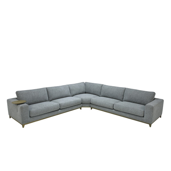 Donovan Upholstered Sectional with Side Table - Gray