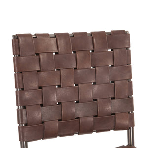 Copenhagen 18" Buffalo Leather and Iron Dining Chair, Brown