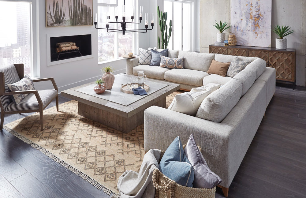 Donovan Upholstered Sectional with Built-in Side Table