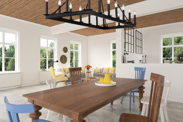 Barclay 16 Light Island/Billiard in Matte Black Finish