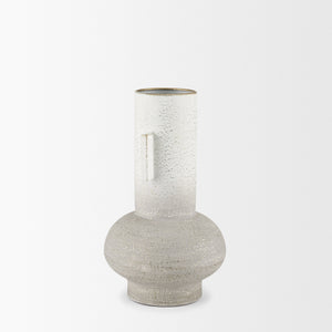 Torres Small Textured Off White w/ Gold Metal Vase