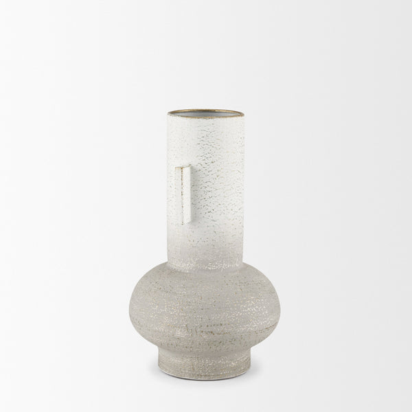 Torres Small Textured Off White w/ Gold Metal Vase