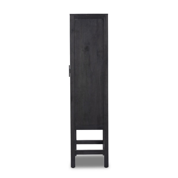 Caprice Narrow Cabinet - Black Natural Cane
