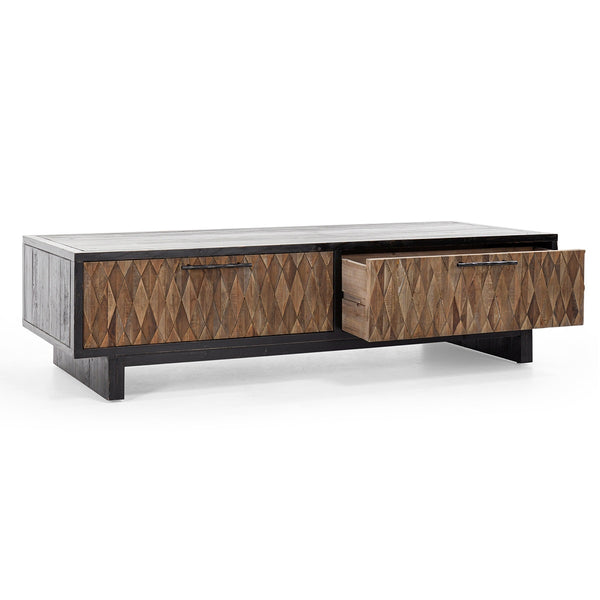 Anton Solid Wood Coffee Table with 4 Drawers - Oak