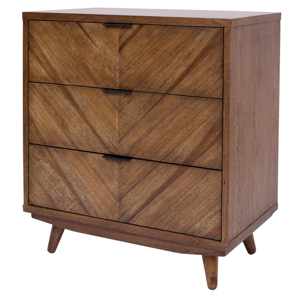 Piero Chevron Chest 3 Drawers In Monterey Brown