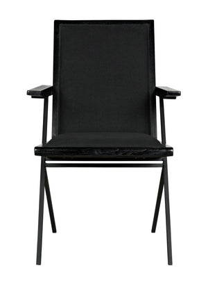 Henderson Sungkai/Mindi and Industrial Steel Chair in Charcoal Black with Black Cotton Fabric
