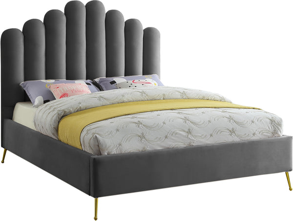 Anita Full Bed In Grey Velvet