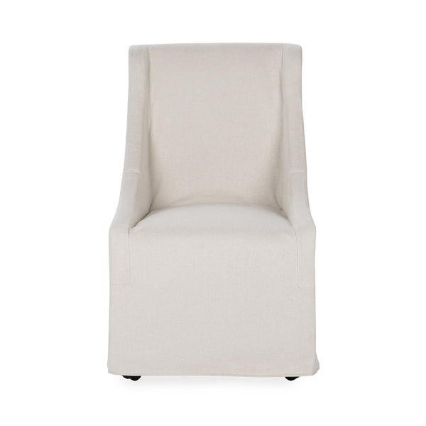 Warwick Upholstered Rolling Dining Chair - Sandy Tan
