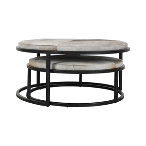 Hayword Hide-Covered Nesting Coffee Tables – Set of 2