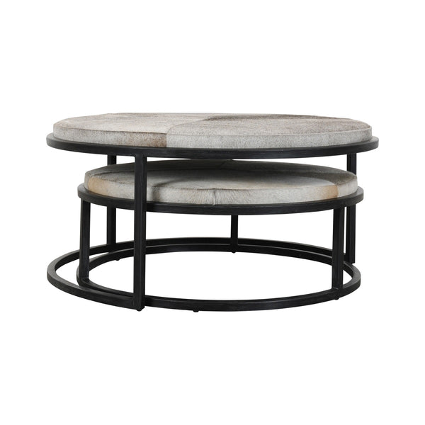 Hayword Hide-Covered Nesting Coffee Tables – Set of 2