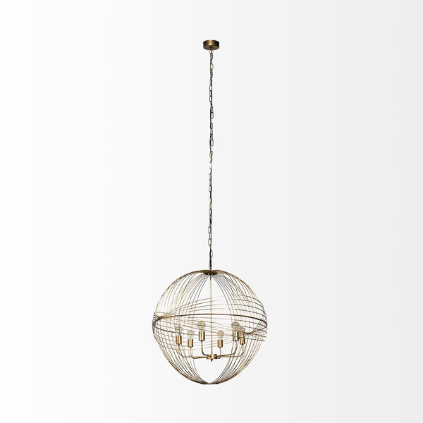 Chiron II 36L x 36W x 38H Gold Metal Globe Six Bulb Chandelier