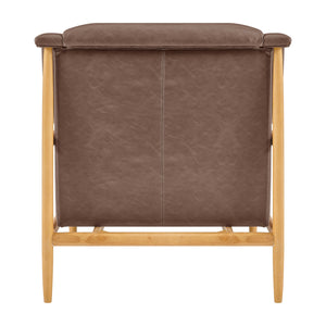 Larry Faux Leather Tufted Accent Arm Chair, Casa Brown