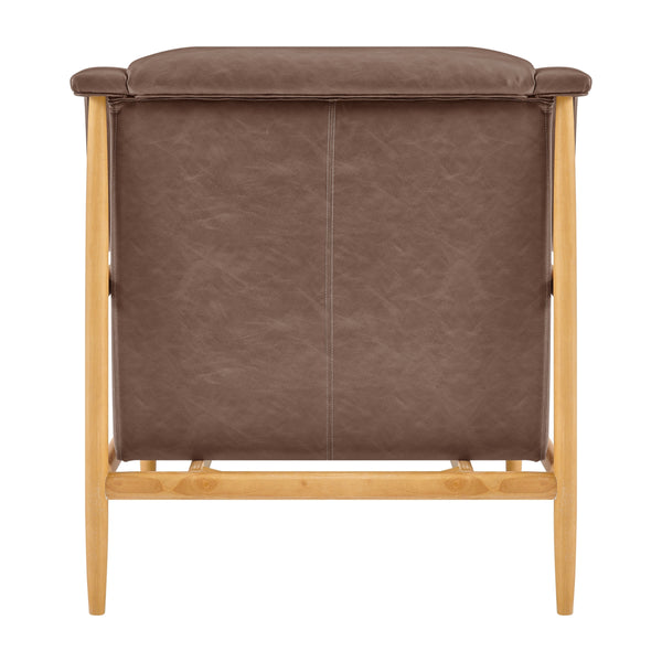 Larry Faux Leather Tufted Accent Arm Chair, Casa Brown