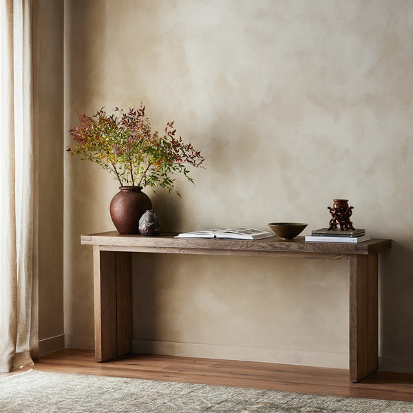 Warby Console Table in Worn Oak Veneer