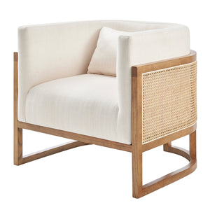 Velma Accent Arm Chair w/ Rattan, Shortbread/Natural