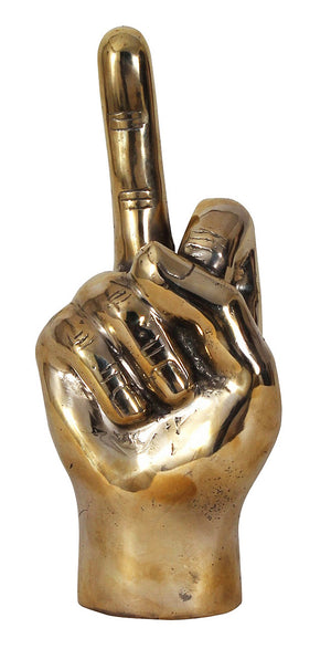 The Finger Metal Alloy Sculpture in Antique Brass Finish