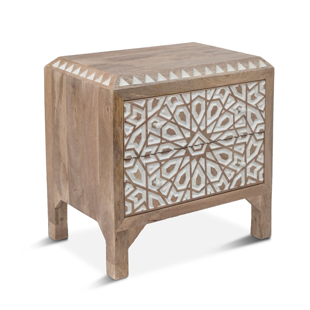 Tangiers Collection Night Chest 26in Carved