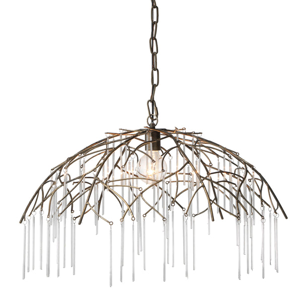 Vine Glass and Iron 1-Light Pendant