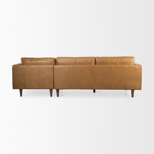 Svend 111.4L x 68.0W x 33.9H Tan Leather Right Chaise Sectional Sofa