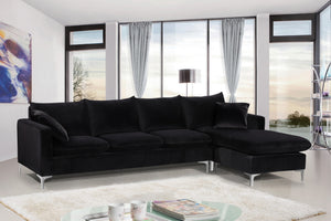 Lucy 2pc. Reversible Sectional In Black Velvet