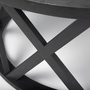 Forsey  28.0L x 45.3W x 18.0H Black Solid Wood Round Coffee Table