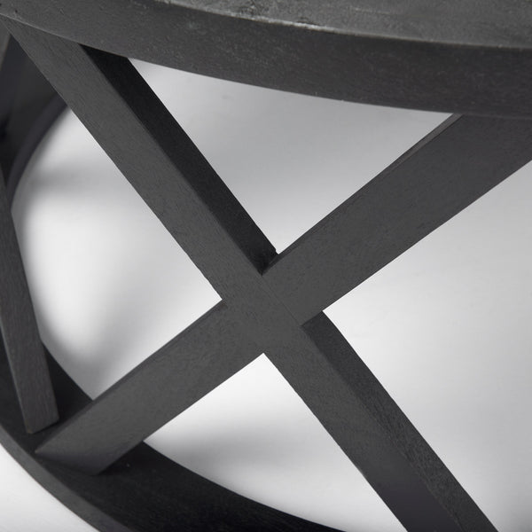 Forsey  28.0L x 45.3W x 18.0H Black Solid Wood Round Coffee Table
