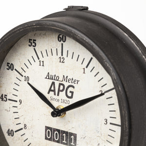 Attalack II Black Metal Round Face Table Clock
