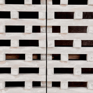 Virginia Solid Wood Cabinet - Timeworn Cream/Blue Stone