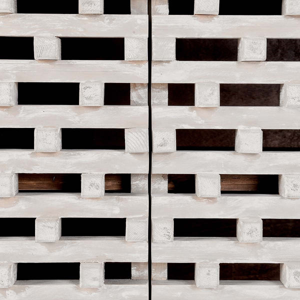 Virginia Solid Wood Cabinet - Timeworn Cream/Blue Stone