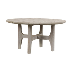 Dawn Outdoor Round Coffee Table in Teak Wood, Gray