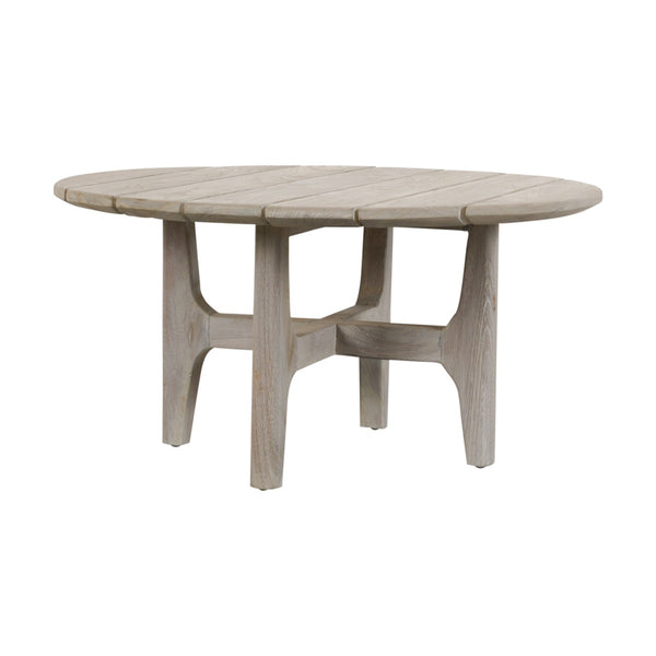 Dawn Outdoor Round Coffee Table in Teak Wood, Gray