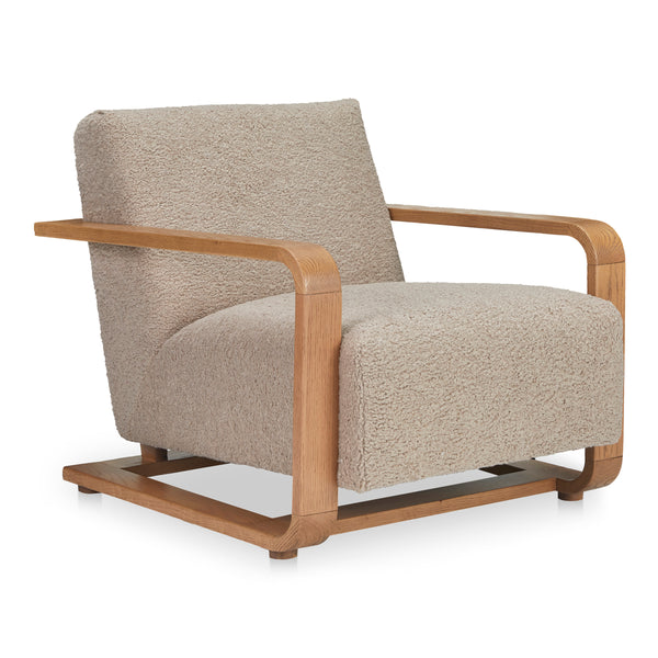Moe's Eckersley Lounge Chair in Beige Faux Shearling