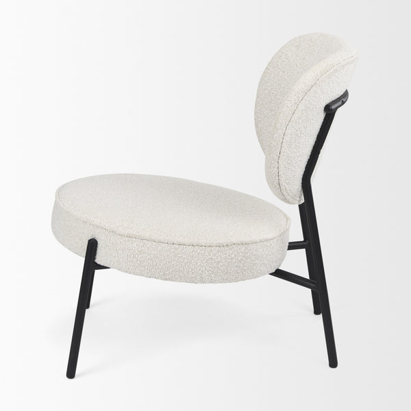 Amelia Cream Boucle W/Black Metal Upholstered Accent Chair 21.3L x 21.3W x 30.3H