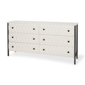 Savannah White Fir Veneer w/ Gray Metal 6-Drawer Sideboard