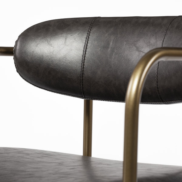 Parker Brown Faux Leather Seat Gold Metal Dining Chair