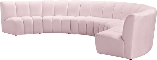 Lynda 6pc. Modular Sectional In Pink Velvet