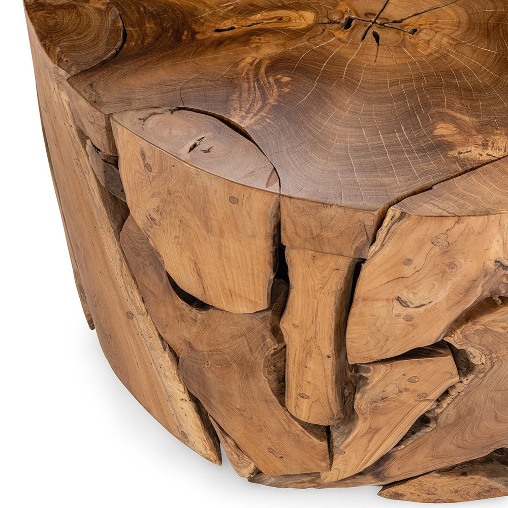 Rhea Solid Wood Round Coffee Table - Reclaimed Teak