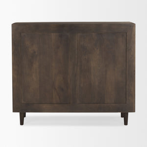 Tucker Dark Brown Wood w/ Carved Arch Pattern 2 Door Cabinet