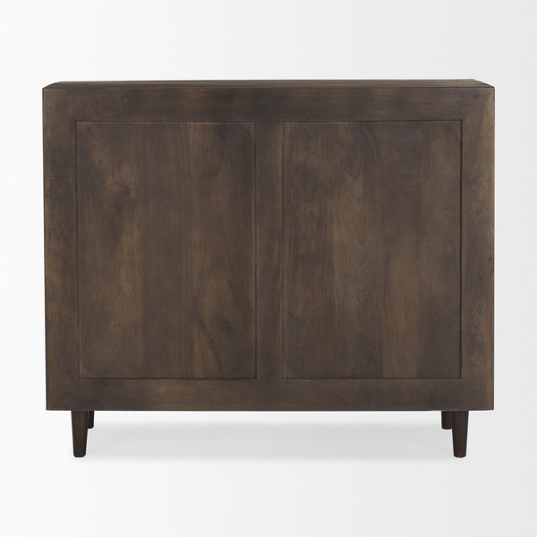 Tucker Dark Brown Wood w/ Carved Arch Pattern 2 Door Cabinet