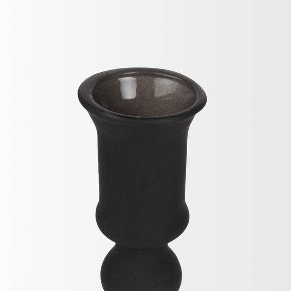 Haute Large Matte Black Blown Glass Candlestick