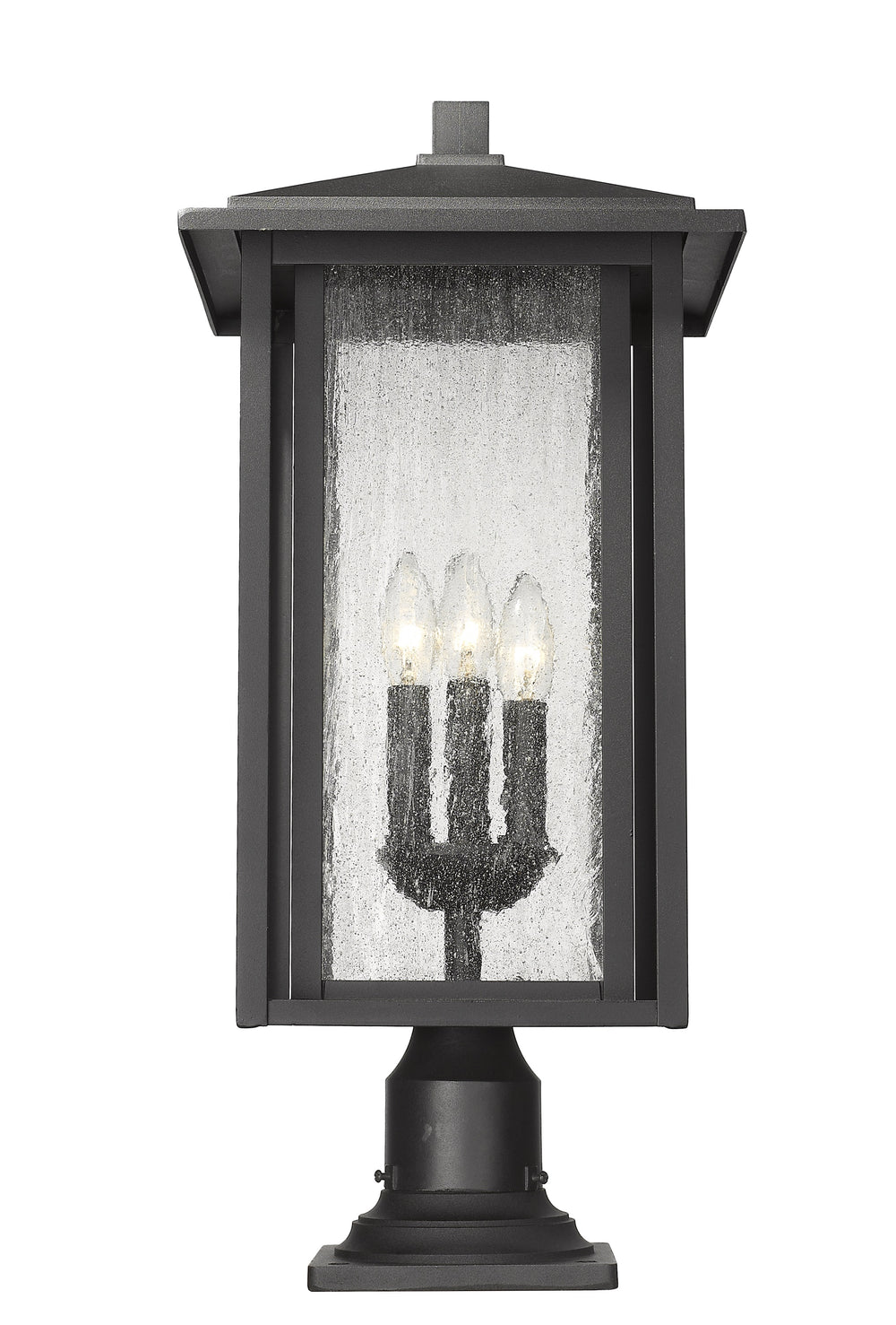 Aspen 3 Light Outdoor Pier Mounted Fixture in Black Finish