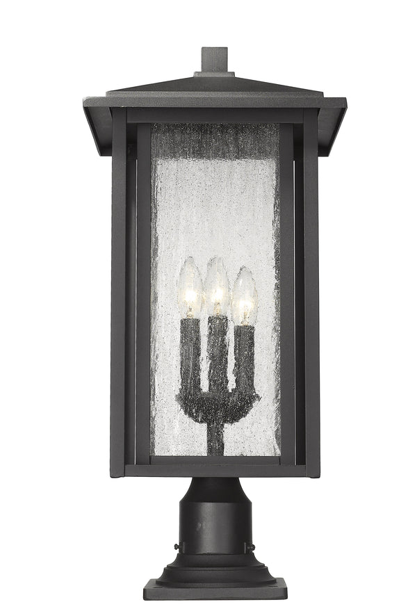 Aspen 3 Light Outdoor Pier Mounted Fixture in Black Finish