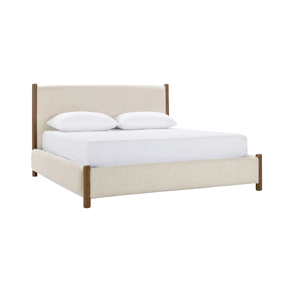 Bennington Upholstered Bed with Ash Wood Accents - Queen