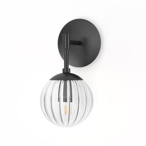 Sunset Sconce In Black Gunmetal And Clear Ribbon Glass