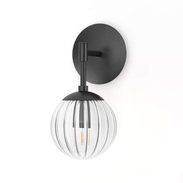 Sunset Sconce In Black Gunmetal And Clear Ribbon Glass