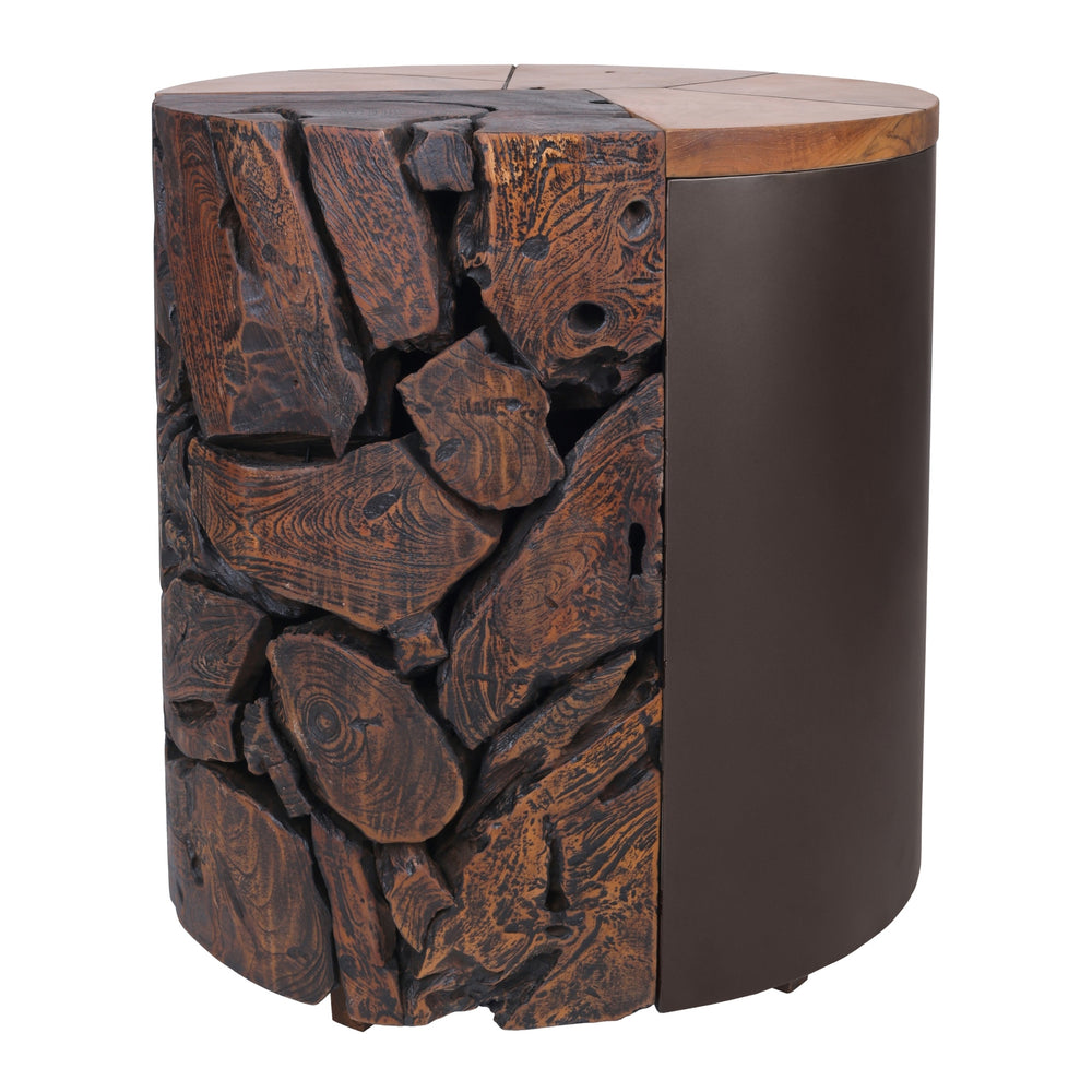 Brizo Reclaimed Teak Side/ End Table, Natural/Nightfall Black