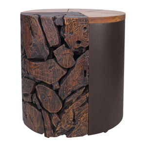 Brizo Reclaimed Teak Side/ End Table, Natural/Nightfall Black