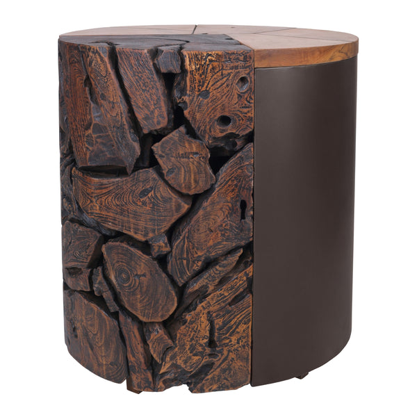 Brizo Reclaimed Teak Side/ End Table, Natural/Nightfall Black