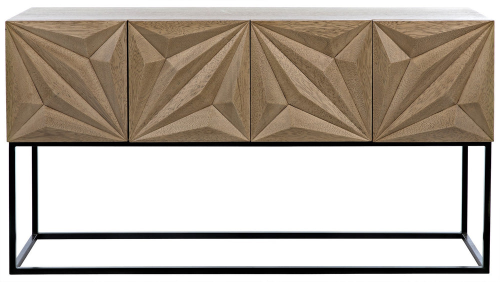 Zurich Bleached Walnut Console with Industrial Steel Frame