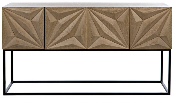 Zurich Bleached Walnut Console with Industrial Steel Frame